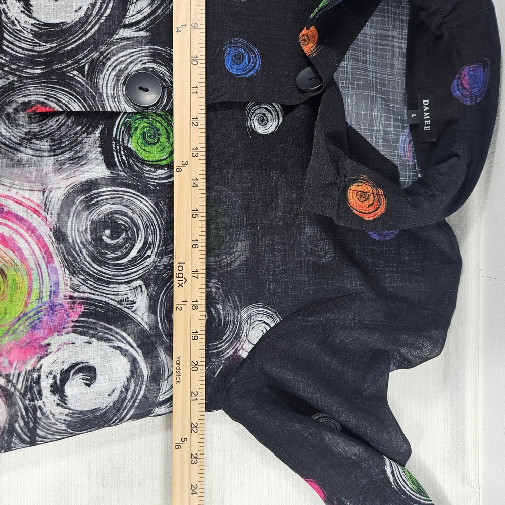 Damee New York Abstract Swirl Print Button Up Shirt Black Size L artsy lagen - Picture 7 of 11